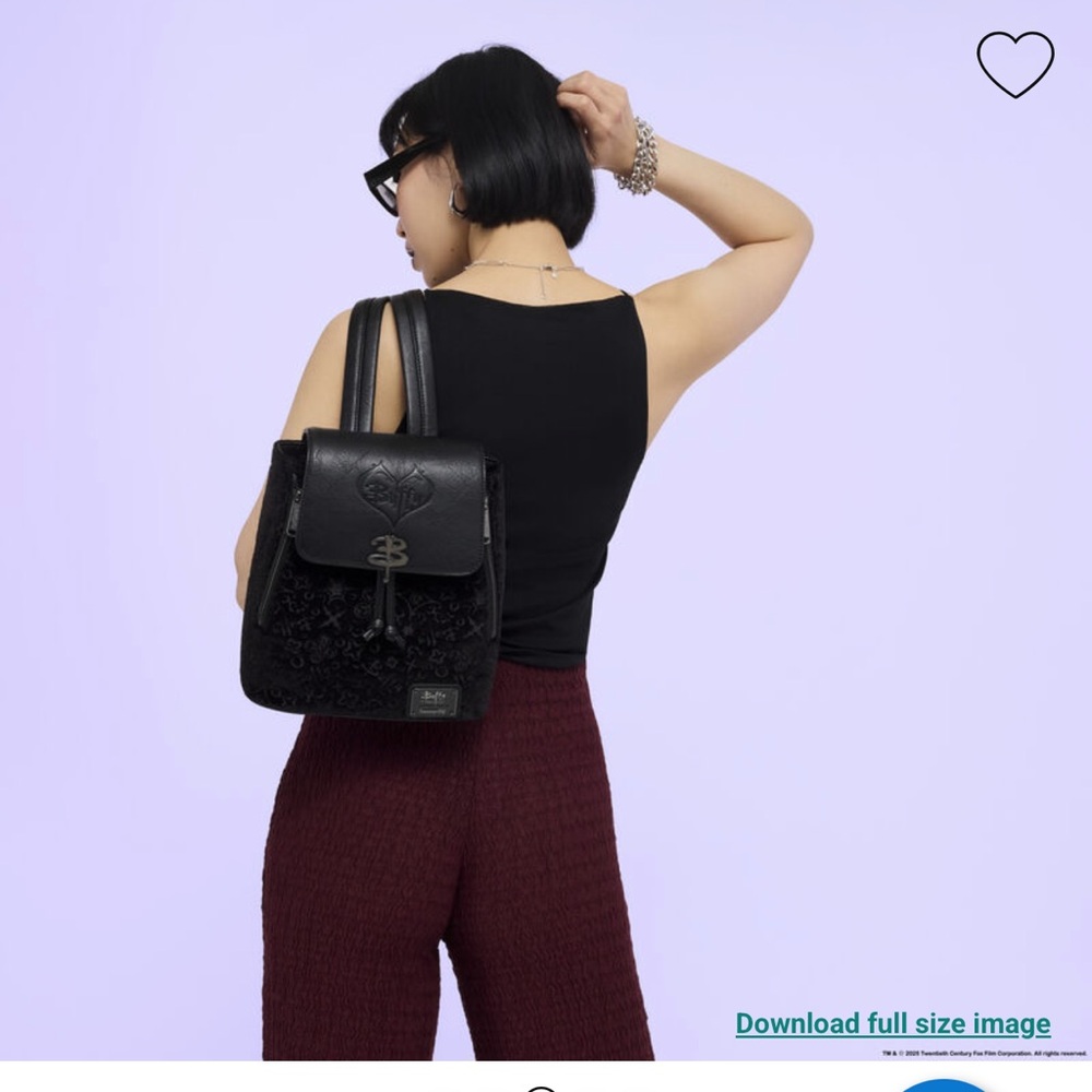Loungefly Buffy the Vampire Slayer Velvet All-Over Print Drawstring Mini Backpac - Picture 5 of 8